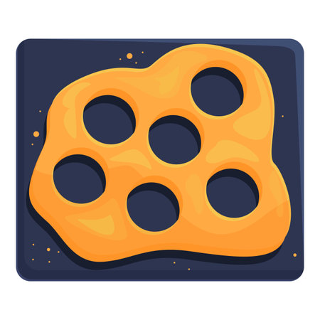 Yellow plastic bottle cap melting on a dark blue surfaceのイラスト素材