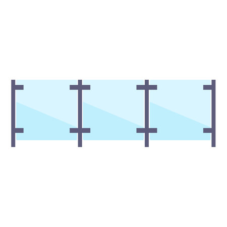 Glass panel fence ensuring safety and protection against falls, commonly used in modern architectureのイラスト素材