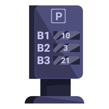 Parking guidance system showing the number of available parking spots on different levelsのイラスト素材