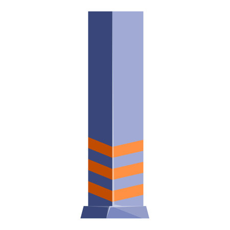 Grey parking bollard with orange reflecting stripes ensuring pedestrian safetyのイラスト素材