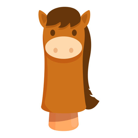 Brown horse puppet standing upwards with arm raised, perfect for illustrating childhood, storytelling or entertainmentのイラスト素材