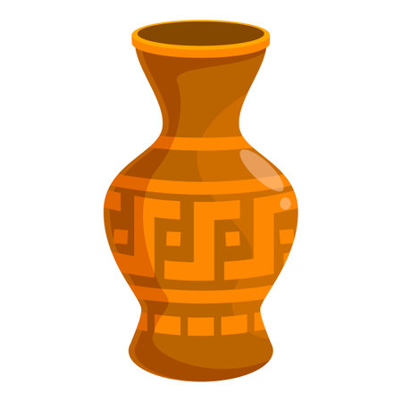 Ancient clay vase decorated with a traditional geometric pattern, evoking a sense of history and craftsmanshipのイラスト素材