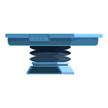 Modern adjustable hydraulic operating table standing in clinic office, cartoon style vector illustration isolated on white backgroundのイラスト素材