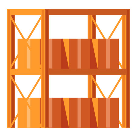 Storage shelves holding cardboard boxes inside a warehouse, ready to be shippedのイラスト素材