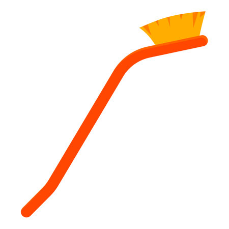 Orange scrub brush with a yellow bristle head is lying isolated on a white backgroundのイラスト素材