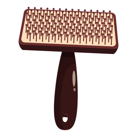 Brown pet brush with handle for grooming a pets furのイラスト素材
