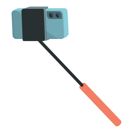 Smartphone is taking a picture using an extended selfie stickのイラスト素材