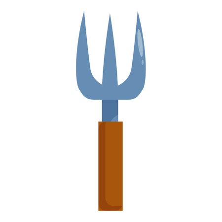Garden fork with wooden handle isolated on white background is perfect for illustrating gardening workのイラスト素材