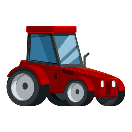 Red modern powerful farming tractor standing idle, agricultural machinery for field worksのイラスト素材