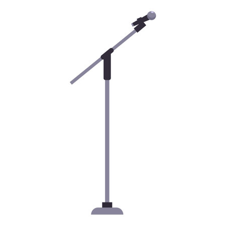 Microphone is standing on a stand, ready for a speech, a conference or a karaoke nightのイラスト素材