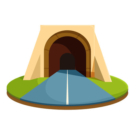 Long road is leading to a tunnel going through a mountainのイラスト素材