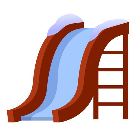 Illustration featuring a wooden slide covered with snow, suggesting a winter setting for outdoor playのイラスト素材