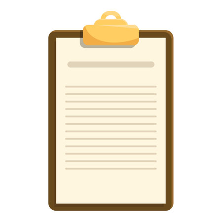 Clipboard with a blank paper is showing empty lines ready for notesのイラスト素材