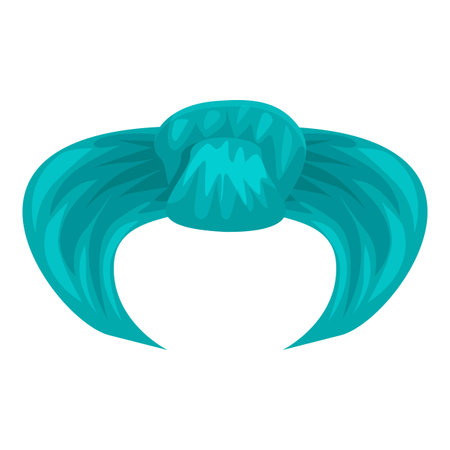 Turquoise blue hair tied up in a bun, perfect for a unique and stylish avatarのイラスト素材