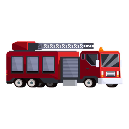 Red firetruck is parked and waiting to be used by firefightersのイラスト素材