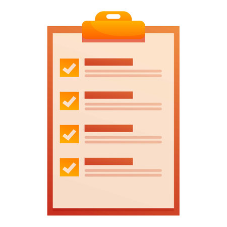 Clipboard showing completed checklist with check marks, symbolizing task completion and organizationのイラスト素材