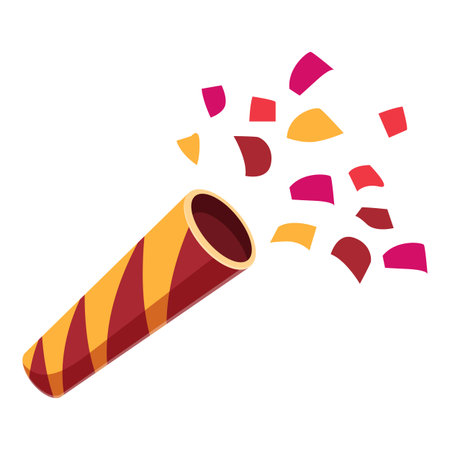 Party popper is exploding, sending colorful confetti into the airのイラスト素材