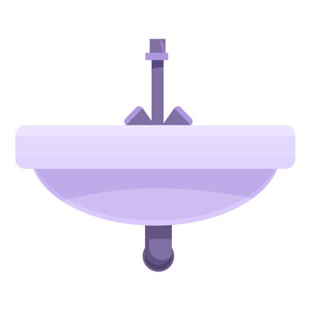 Simple illustration of a modern bathroom sink, featuring a faucet and drain, perfect for representing bathroom fixturesのイラスト素材