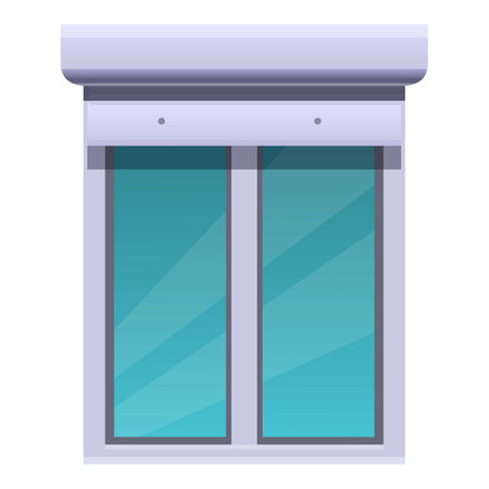 Modern plastic window with a roller shutter is providing shade and privacyのイラスト素材