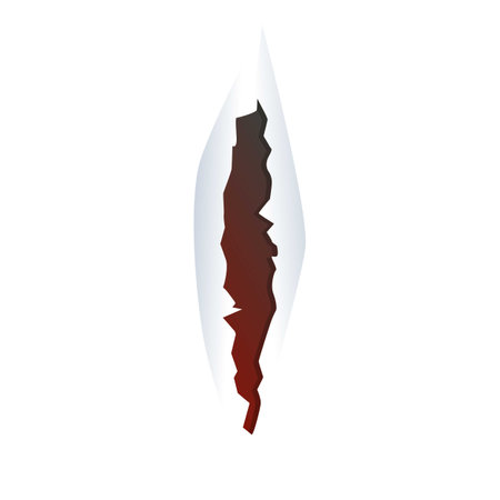 Hole is ripping apart a white surface, revealing a red layer underneathのイラスト素材