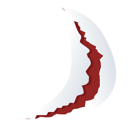 White eggshell breaking open, revealing a jagged red interiorのイラスト素材