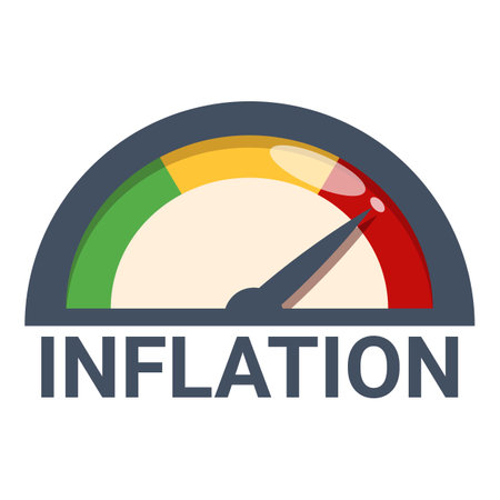Speedometer is showing that inflation is rising rapidlyのイラスト素材