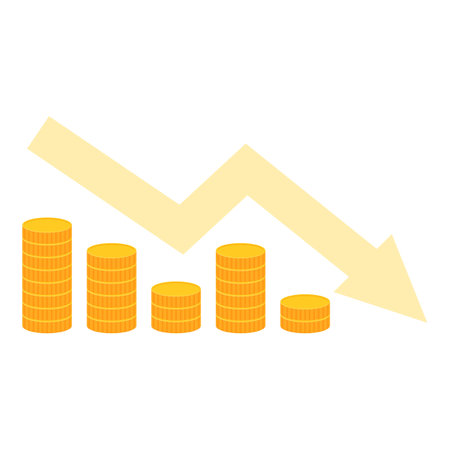 Graph with a downward trend shows a decrease in profitsのイラスト素材