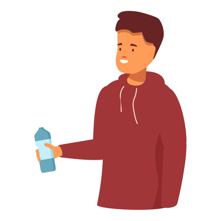 Smiling man is holding a bottle of water, promoting the importance of hydration for a healthy lifestyleのイラスト素材