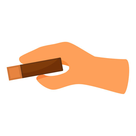 Hand is holding a small cardboard box, perfect for showcasing your packaging or product designのイラスト素材