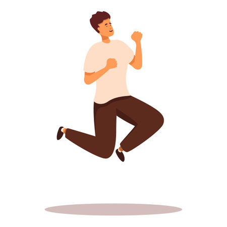 Young man is jumping in the air, expressing his joy and excitementのイラスト素材