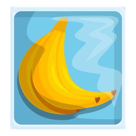 Fresh yellow banana is being vacuum packed, extending its shelf life for grocery store displayのイラスト素材