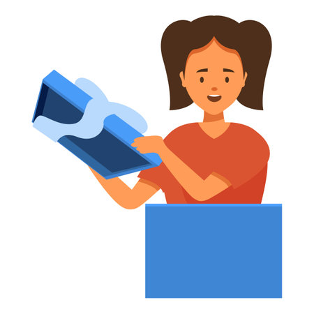 Young woman throwing away old laptop into recycling bin, electronic waste disposal, e waste management conceptのイラスト素材