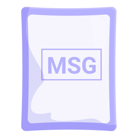 Cartoon msg monosodium glutamate food additive package icon representing an important ingredient in many cuisinesのイラスト素材
