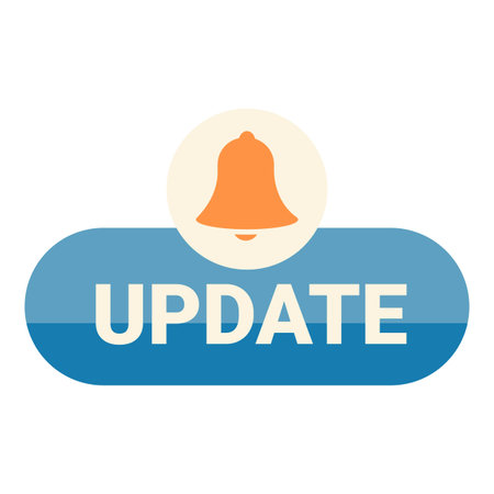 Blue update button with a bell is showing a new version being available