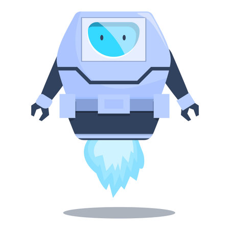 Friendly robot flying and using jetpack future technology