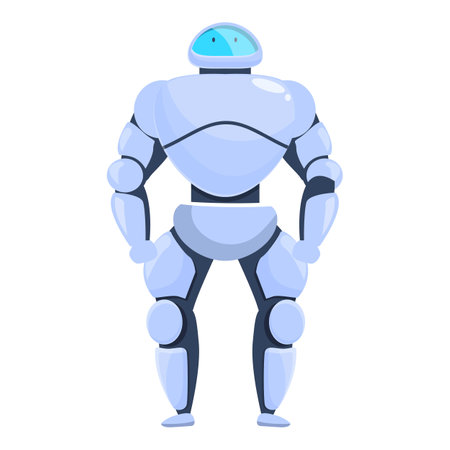 Powerful, futuristic robot is standing guard, ready to protect and serveのイラスト素材