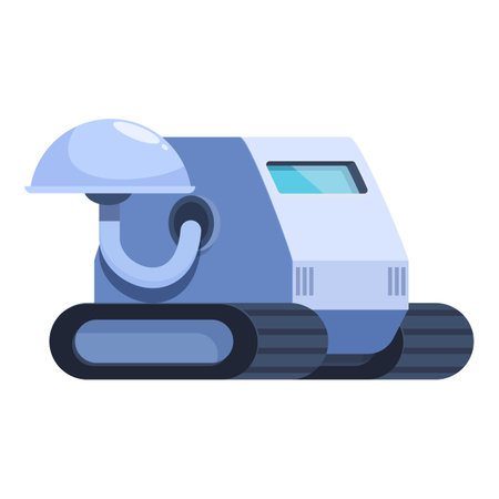Autonomous space exploring a new planet, collecting data with its extended robotic armのイラスト素材
