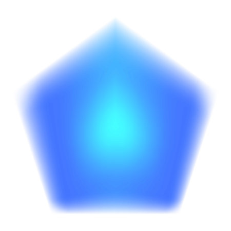 Abstract background design featuring a blue pentagon shape with a bright center fading to a darker blue at the edgesのイラスト素材