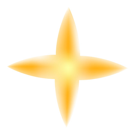 Bright golden cross shape shining brightly on a white backgroundのイラスト素材