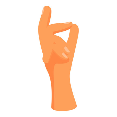 Cartoon hand is making a gesture with the index finger and thumb touching, as if indicating a small amountのイラスト素材