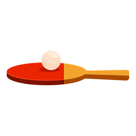 Red table tennis racket with a white ball on top, ready for a serveのイラスト素材