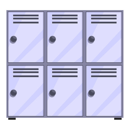 Row of metal school lockers with ventilation holes, typically found in educational institutionsのイラスト素材