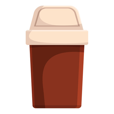 Brown trash can with a swinging lid standing openのイラスト素材