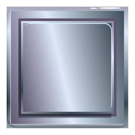Square button with a metallic gradient effect reflecting light, creating a modern and sleek design elementのイラスト素材