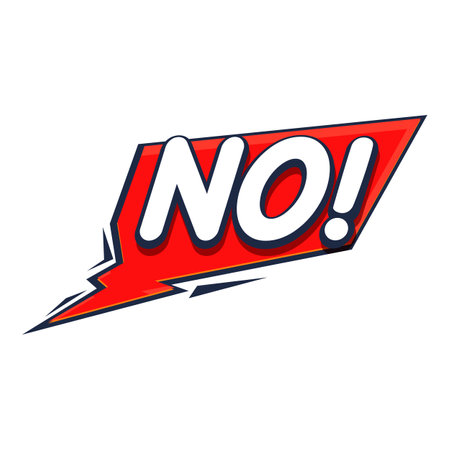 Big red comic book style speech bubble with the word no is expressing refusalのイラスト素材