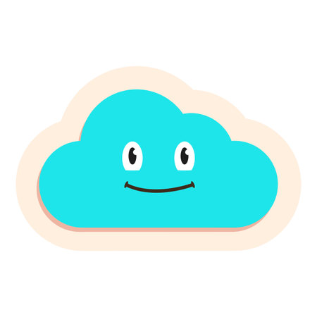 Cute cartoon cloud with a big smile, perfect for adding a touch of whimsy to any projectのイラスト素材