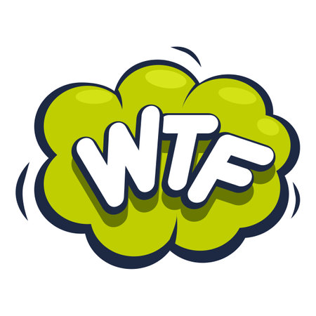 Green thought bubble with the acronym wtf, expressing confusion, surprise, or disbeliefのイラスト素材