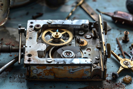 Watchmaker is using specialized tools to repair a vintage automatic wristwatch, carefully adjusting the intricate mechanismの素材