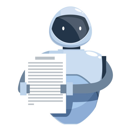 Cute robot holding a document, artificial intelligence conceptのイラスト素材