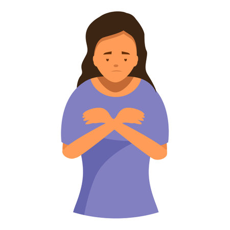 Woman holding her chest suffering from chest pain, possible symptoms of heart attackのイラスト素材